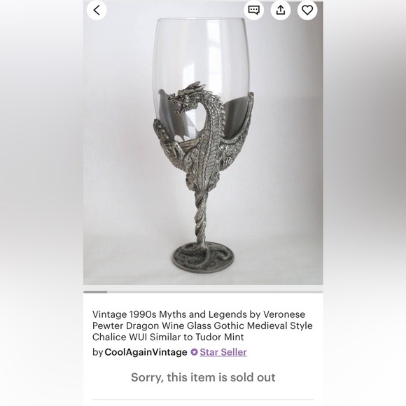 Vtg pewter dragon, gothic, medical style challis - Picture 5 of 6